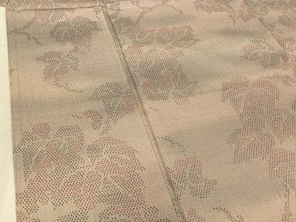 平和屋着物▽本塩沢 単衣 葡萄蔦の葉文 正絹 逸品 AABF0980jh