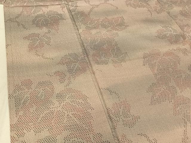 平和屋着物▽本塩沢 単衣 葡萄蔦の葉文 正絹 逸品 AABF0980jh
