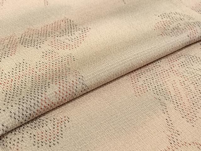 平和屋着物▽本塩沢 単衣 葡萄蔦の葉文 正絹 逸品 AABF0980jh