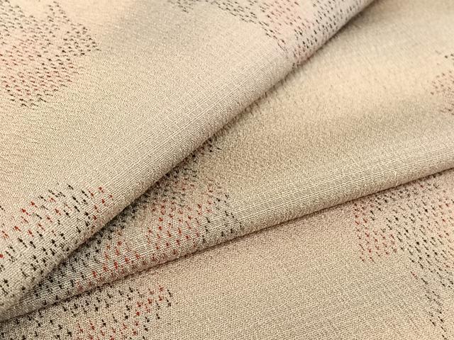 平和屋着物▽本塩沢 単衣 葡萄蔦の葉文 正絹 逸品 AABF0980jh