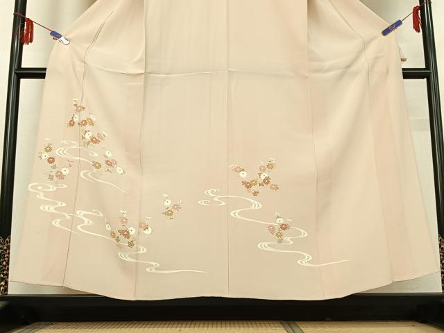 平和屋着物▽訪問着 単衣 流水花文 正絹 逸品 AABF0982jh