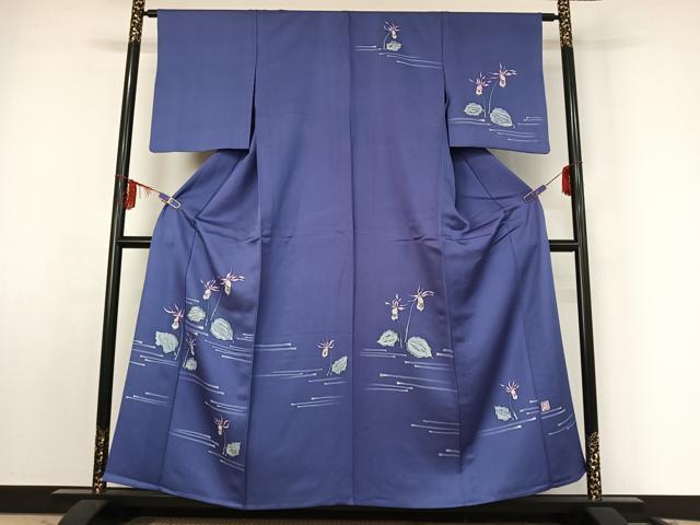 平和屋着物▽訪問着 単衣 作家物 草花文 正絹 逸品 AABF0983jh