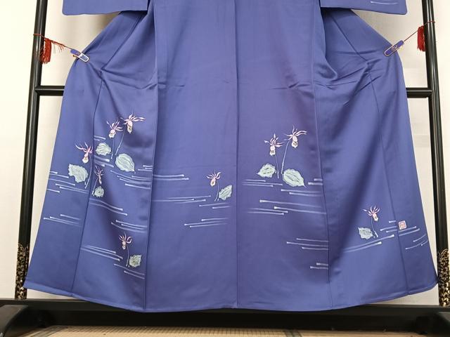 平和屋着物▽訪問着 単衣 作家物 草花文 正絹 逸品 AABF0983jh