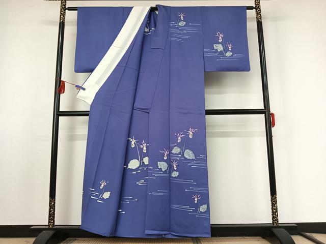 平和屋着物▽訪問着 単衣 作家物 草花文 正絹 逸品 AABF0983jh