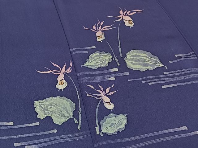 平和屋着物▽訪問着 単衣 作家物 草花文 正絹 逸品 AABF0983jh