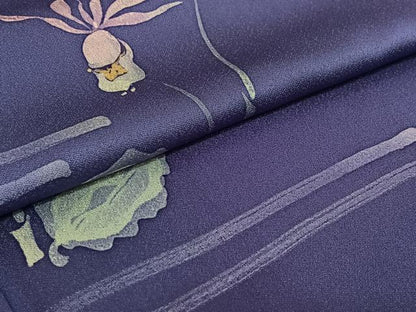 平和屋着物▽訪問着 単衣 作家物 草花文 正絹 逸品 AABF0983jh