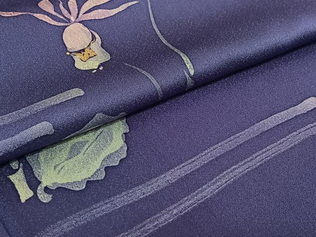 平和屋着物▽訪問着 単衣 作家物 草花文 正絹 逸品 AABF0983jh