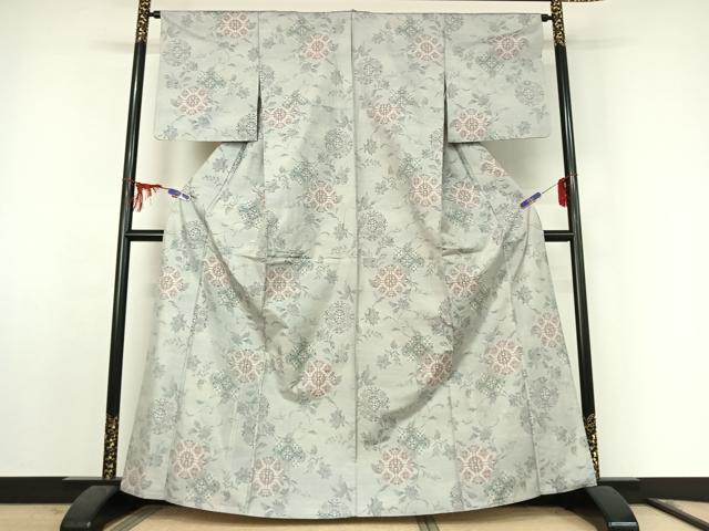 平和屋着物▽本場大島紬 白大島 単衣 7マルキ 正倉院花文 正絹 逸品 AABF0984jh