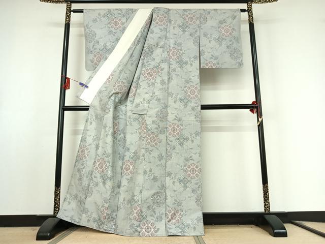 平和屋着物▽本場大島紬 白大島 単衣 7マルキ 正倉院花文 正絹 逸品 AABF0984jh