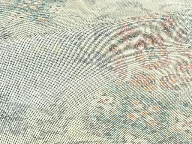 平和屋着物▽本場大島紬 白大島 単衣 7マルキ 正倉院花文 正絹 逸品 AABF0984jh