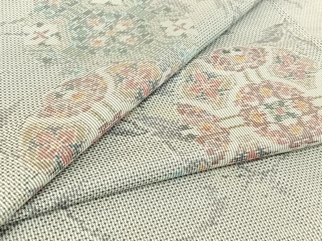 平和屋着物▽本場大島紬 白大島 単衣 7マルキ 正倉院花文 正絹 逸品 AABF0984jh
