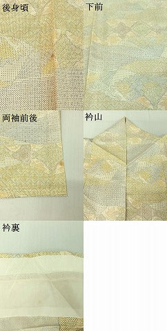 平和屋着物▽本場染大島紬　単衣　扇面花文　正絹　逸品　AABF0985jh