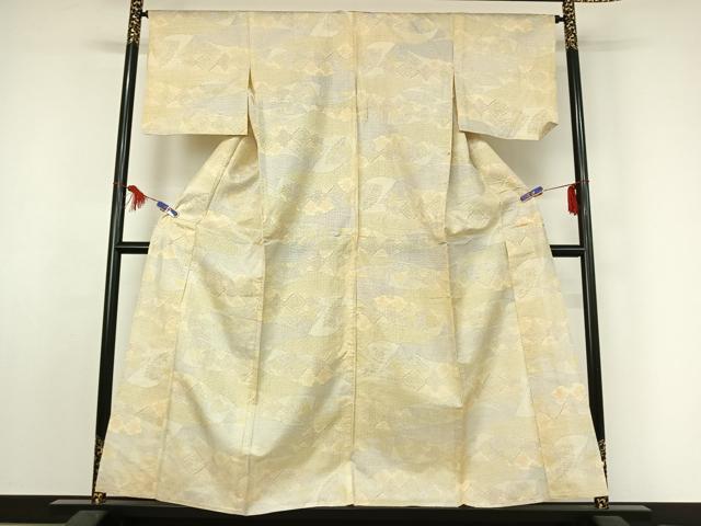 平和屋着物▽本場染大島紬　単衣　扇面花文　正絹　逸品　AABF0985jh