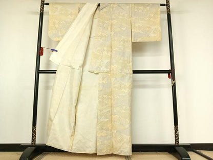 平和屋着物▽本場染大島紬　単衣　扇面花文　正絹　逸品　AABF0985jh