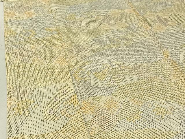 平和屋着物▽本場染大島紬　単衣　扇面花文　正絹　逸品　AABF0985jh
