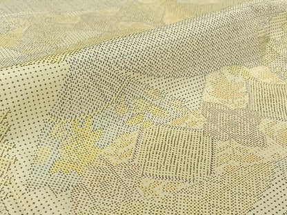 平和屋着物▽本場染大島紬　単衣　扇面花文　正絹　逸品　AABF0985jh