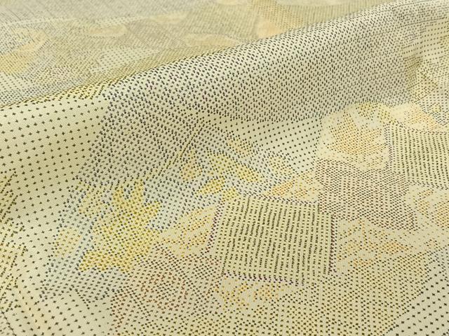 平和屋着物▽本場染大島紬　単衣　扇面花文　正絹　逸品　AABF0985jh
