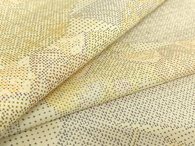 平和屋着物▽本場染大島紬　単衣　扇面花文　正絹　逸品　AABF0985jh