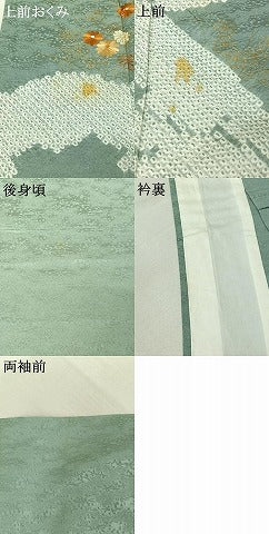 平和屋着物▽訪問着　単衣　駒刺繍　絞り　草花文　金彩　正絹　逸品　AABF0987jh