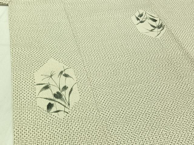 平和屋着物▽本塩沢 単衣 手描き 亀甲花文 正絹 逸品 AABF0988jh