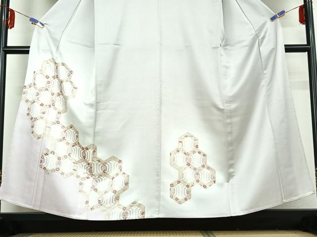 平和屋着物▽洗える最高級着物　＜英＞はなぶさ謹製　訪問着　単衣　亀甲花文　暈し染め　金彩　洗える着物　AABF0990jh