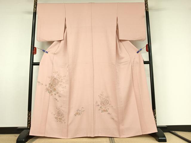 平和屋着物▽訪問着 単衣 中国三大刺繍 汕頭刺繍 スワトウ刺繍 総刺繍 花鼓文 金糸 正絹 逸品 AABF0993jh