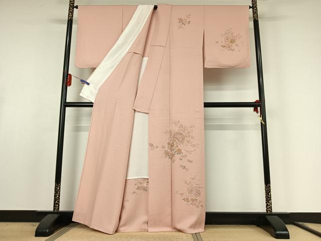 平和屋着物▽訪問着 単衣 中国三大刺繍 汕頭刺繍 スワトウ刺繍 総刺繍 花鼓文 金糸 正絹 逸品 AABF0993jh