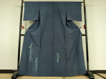 平和屋着物▽訪問着 単衣 刺繍 短冊花文 金糸 正絹 逸品 AABF0994jh
