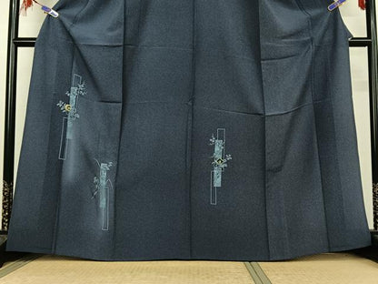 平和屋着物▽訪問着 単衣 刺繍 短冊花文 金糸 正絹 逸品 AABF0994jh