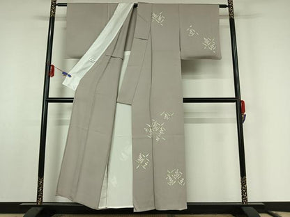平和屋着物▽訪問着 単衣 草花文 金彩 正絹 逸品 AABF0995jh