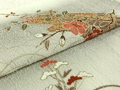 平和屋着物▽上質な小紋 単衣 枝花文 暈し染め 金彩 正絹 逸品 AABF0996jh