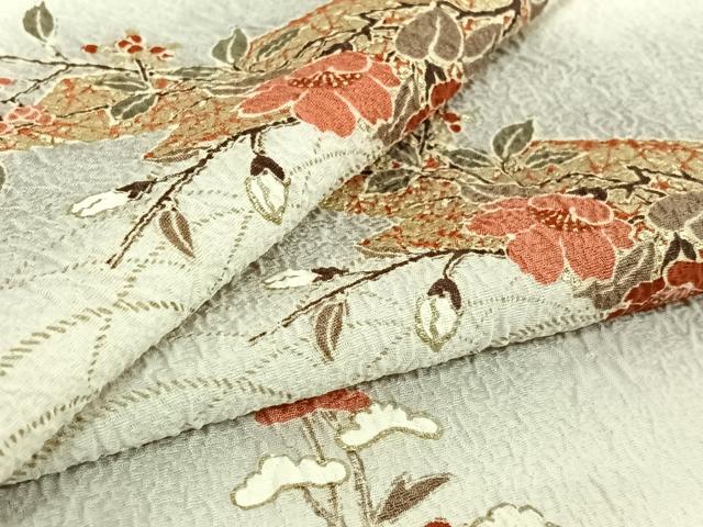平和屋着物▽上質な小紋 単衣 枝花文 暈し染め 金彩 正絹 逸品 AABF0996jh