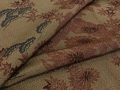 平和屋着物▽上質な小紋 単衣 型染め 草花文 鬼しぼ縮緬 正絹 逸品 AABF0997jh