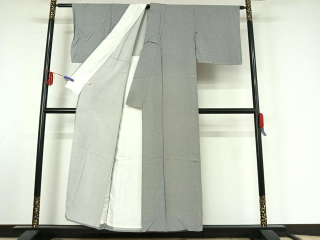 平和屋着物▽江戸小紋 単衣 万筋 留紺色×白色 正絹 逸品 AABF0999jh