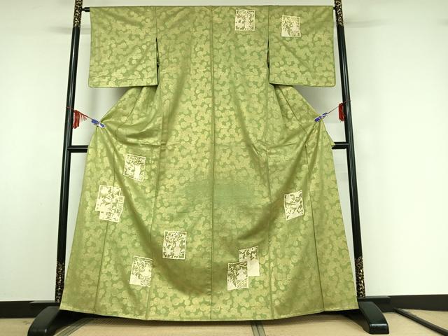 平和屋着物▽訪問着 単衣 花鳥文 金彩 正絹 逸品 AABF1000jh