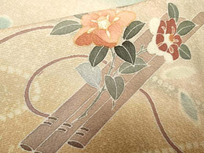 平和屋着物●訪問着　友禅　花筏文　暈し染め　金彩　正絹　逸品　AABF1001cs