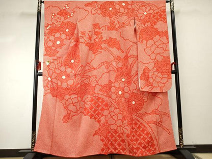 平和屋着物●豪華振袖　総絞り　花籬文　正絹　逸品　AABF1002cs