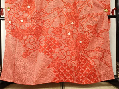 平和屋着物●豪華振袖　総絞り　花籬文　正絹　逸品　AABF1002cs
