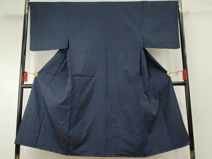 平和屋着物●男性　紬　色無地　紺青色　正絹　逸品　未使用　AABF1004cs