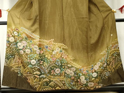 平和屋着物●訪問着　辻が花　暈し染め　金通し地　正絹　逸品　AABF1006cs