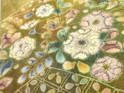 平和屋着物●訪問着　辻が花　暈し染め　金通し地　正絹　逸品　AABF1006cs