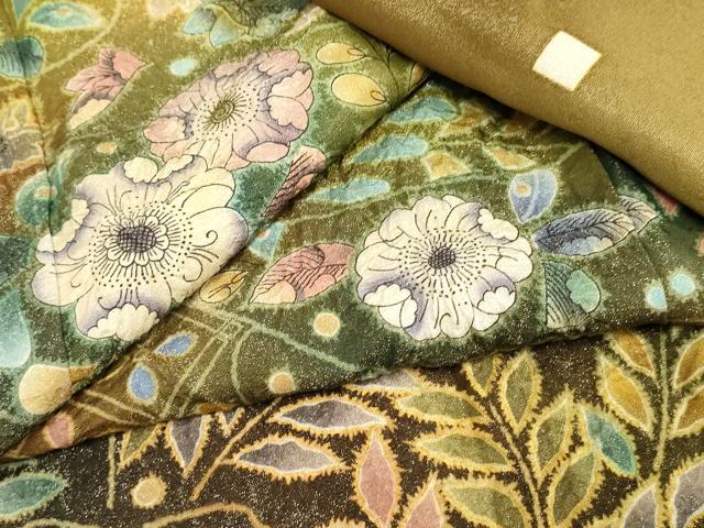 平和屋着物●訪問着　辻が花　暈し染め　金通し地　正絹　逸品　AABF1006cs