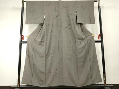 平和屋着物●江戸小紋　雪輪文　竹縞　正絹　逸品　AABF1010cs