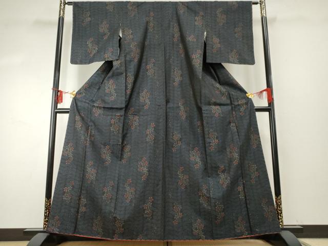 平和屋着物●本場大島紬　草花文　正絹　逸品　未使用　AABF1014cs