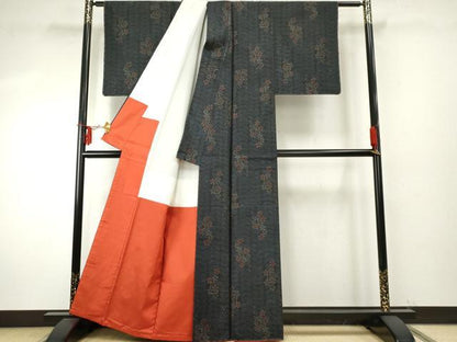 平和屋着物●本場大島紬　草花文　正絹　逸品　未使用　AABF1014cs