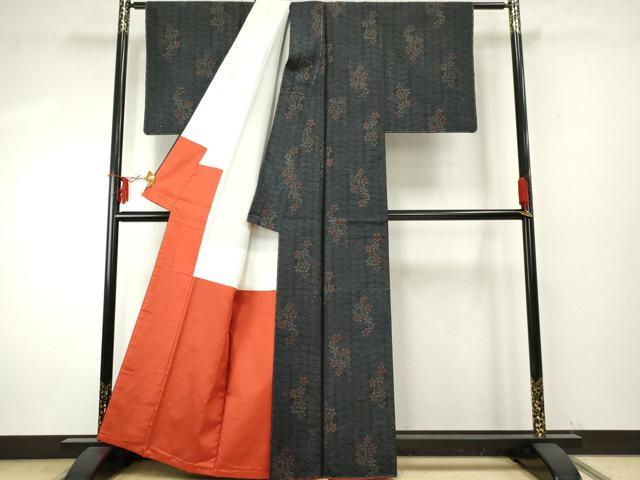 平和屋着物●本場大島紬　草花文　正絹　逸品　未使用　AABF1014cs
