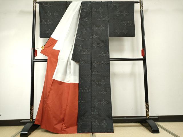 平和屋着物●本場大島紬　花菱文　正絹　逸品　AABF1015cs