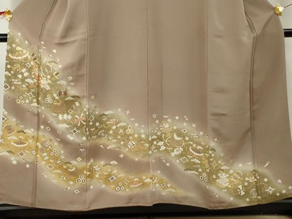平和屋着物●豪華色留袖　友禅　駒刺繍　吉祥宝尽くし　暈し染め　正絹　逸品　AABF1018cs