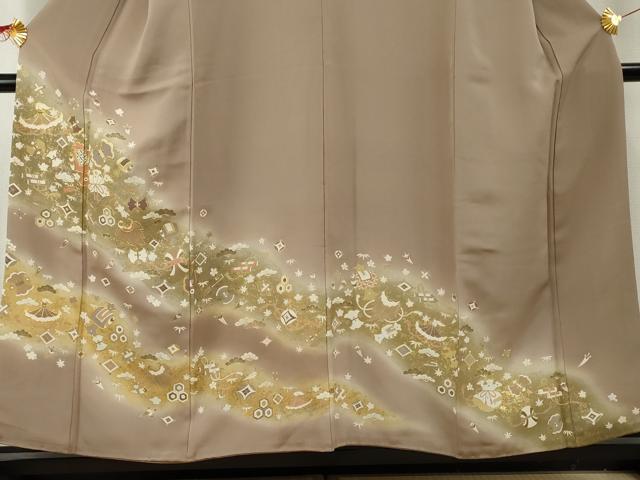 平和屋着物●豪華色留袖　友禅　駒刺繍　吉祥宝尽くし　暈し染め　正絹　逸品　AABF1018cs