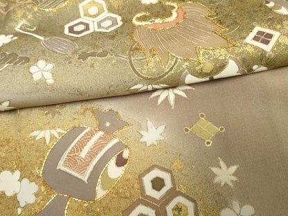 平和屋着物●豪華色留袖　友禅　駒刺繍　吉祥宝尽くし　暈し染め　正絹　逸品　AABF1018cs